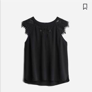 Jarred lace detail cap-sleeve blouse